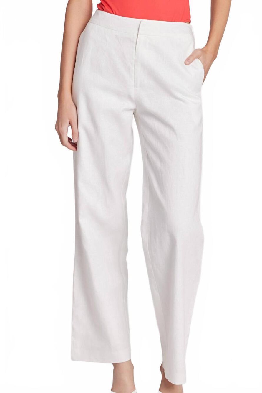 NEW ENGLISH FACTORY essential linen trouser in white